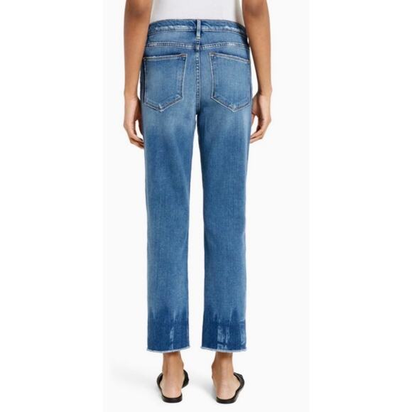 FRAME Le High Straight Raw Hem Jeans in Merriview Blue Size 29 - Picture 2 of 9